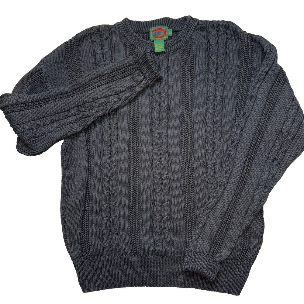 Vintage Boston Trader Cable Knit Sweater Black Large‎